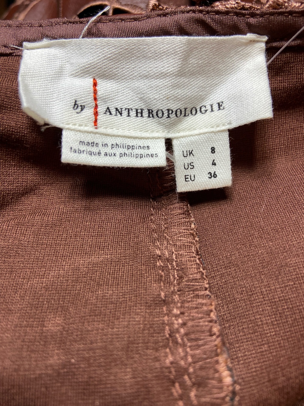 Anthropologie Faux Leather Lace Brown Floral Pants Sheer Embroidered Size 4 [CH] - Picture 11 of 13